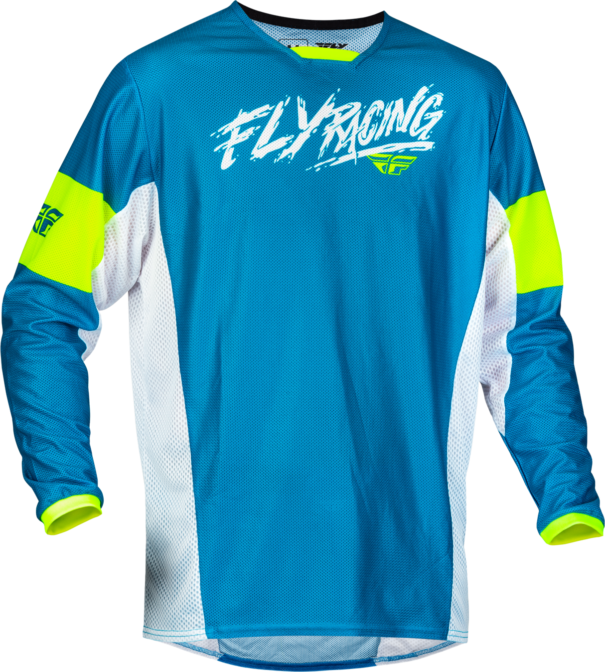 FLY RACING Yth Kinetic Mesh Khaos Jersey Blue/White/Hi-Vis Yl 377-332YL