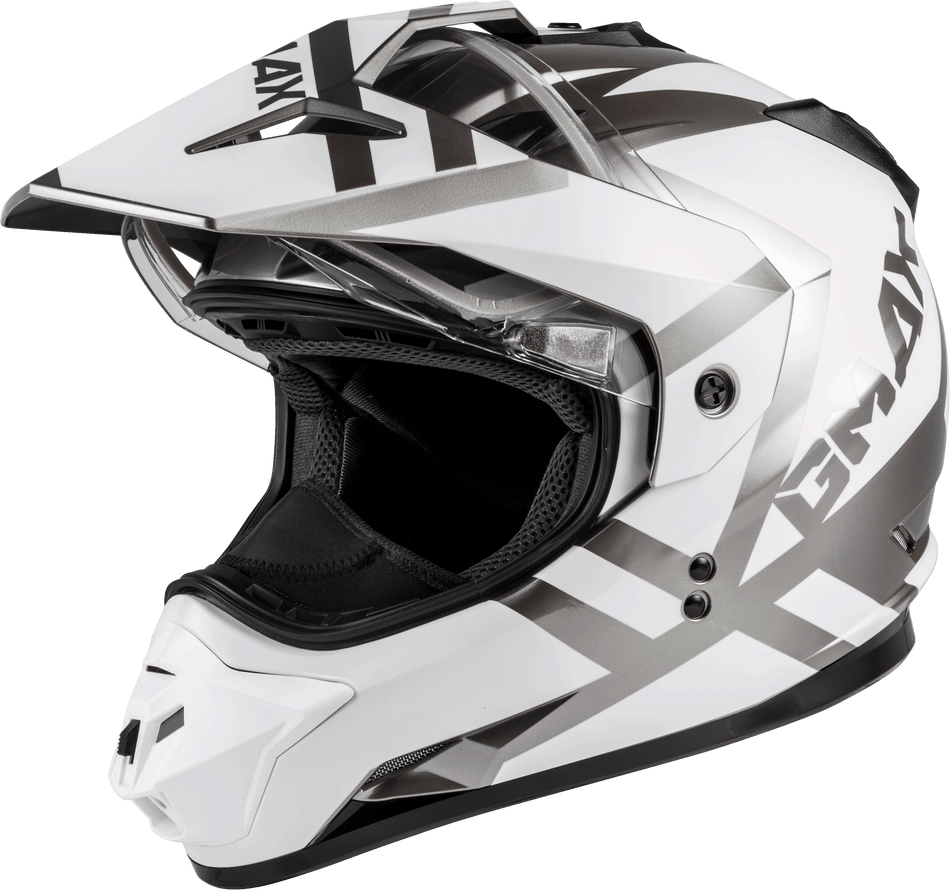GMAX Gm-11s Dual-Sport Trapper Snow Helmet White/Silver 2x G2113018