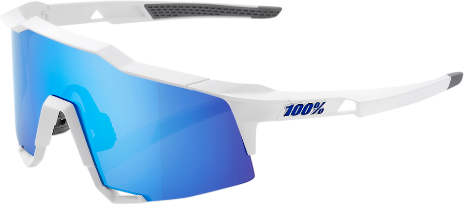 100% Speedcraft Sunglasses - White - Blue Mirror 60007-00012