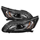 Spyder Honda Accord 2013-2015 4DR Projector Headlights Light Bar DRL Black PRO-YD-HA13-LBDRL-BK 5080530