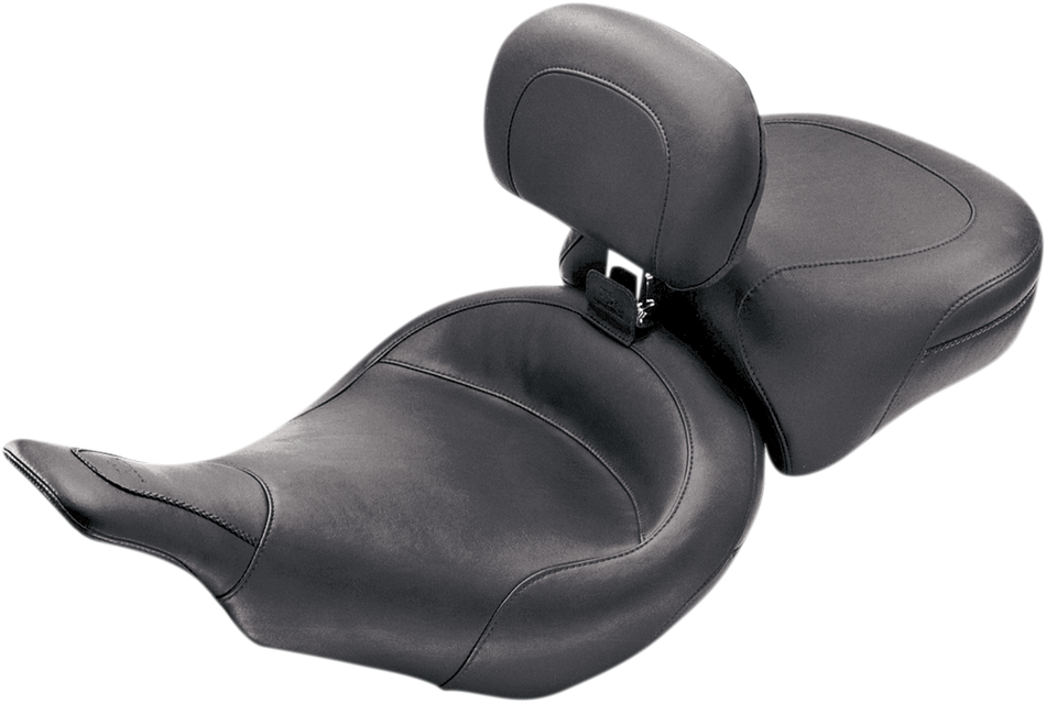 MUSTANG Wide Solo Seat - With Backrest - Black - Smooth - FLT '97-'07 79127