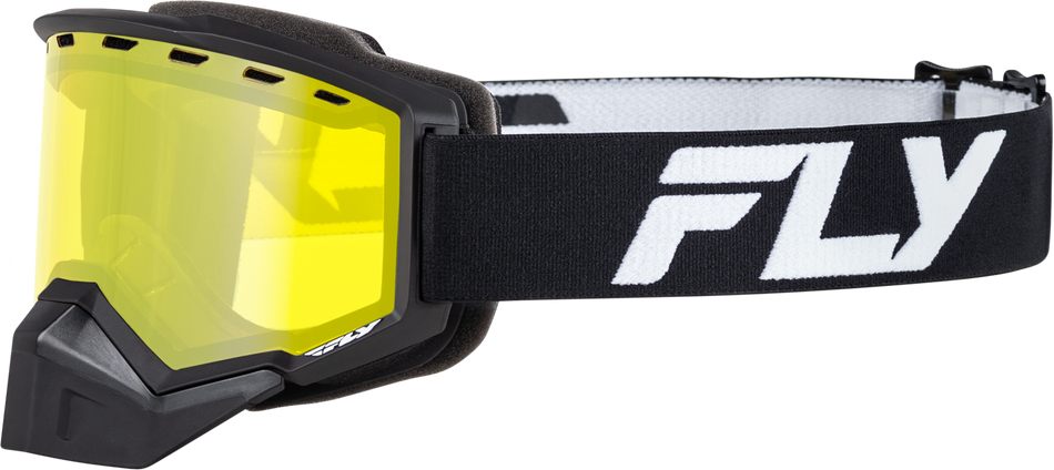 FLY RACING Focus Snow Goggle Black/White W/ Yellow Lens