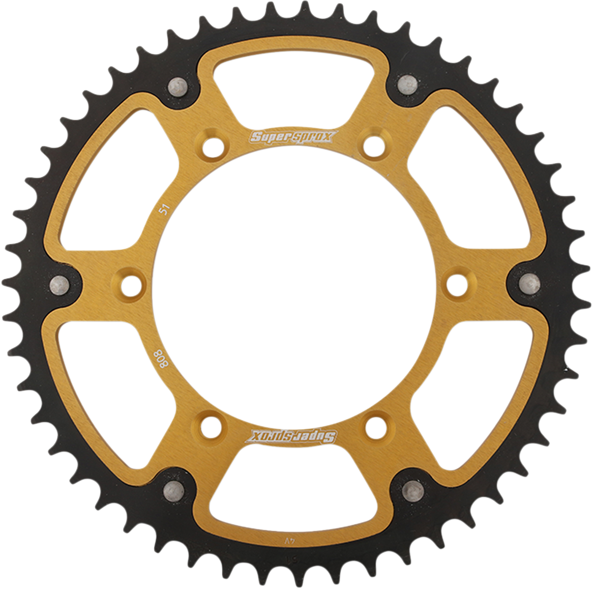 SUPERSPROX Stealth Rear Sprocket - 51 Tooth - Gold - Kawasaki/Suzuki RST-808-51-GLD