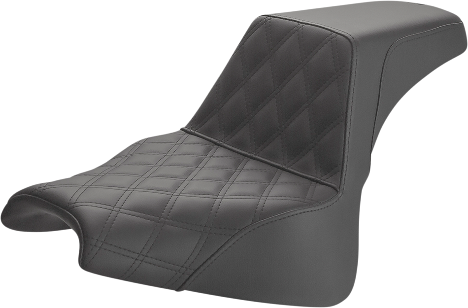 SADDLEMEN Step-Up Seat - Front Lattice Stitch - Black - FXFB 818-28-172