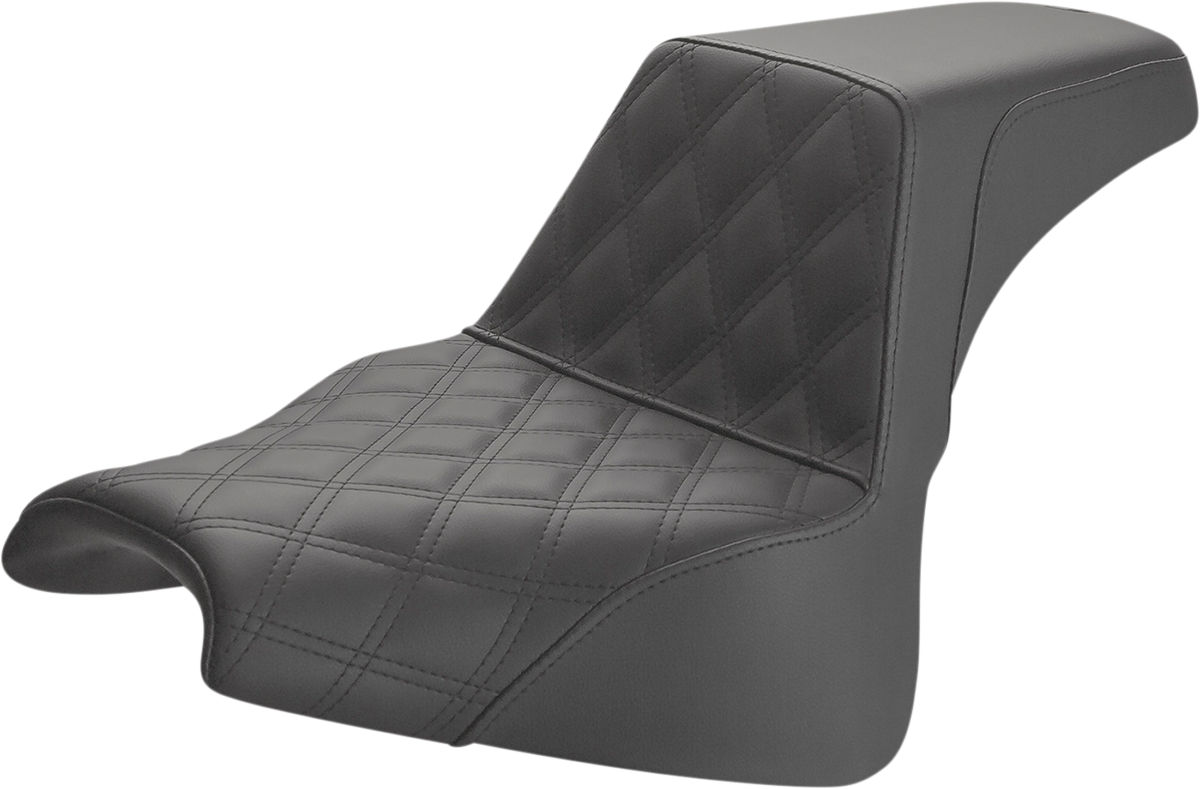 SADDLEMEN Step-Up Seat - Front Lattice Stitch - Black - FXFB 818-28-172