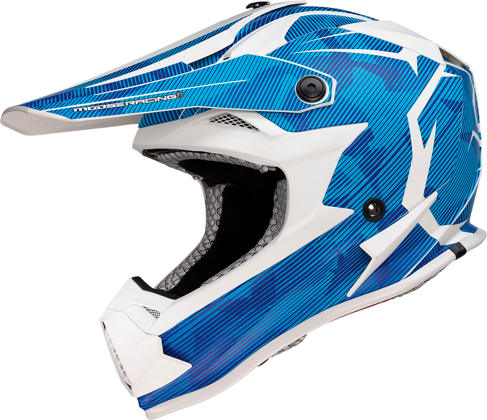 MOOSE RACING Youth F.I. Helmet - Agroid Camo - MIPS® - Blue/White - Small 0111-1532