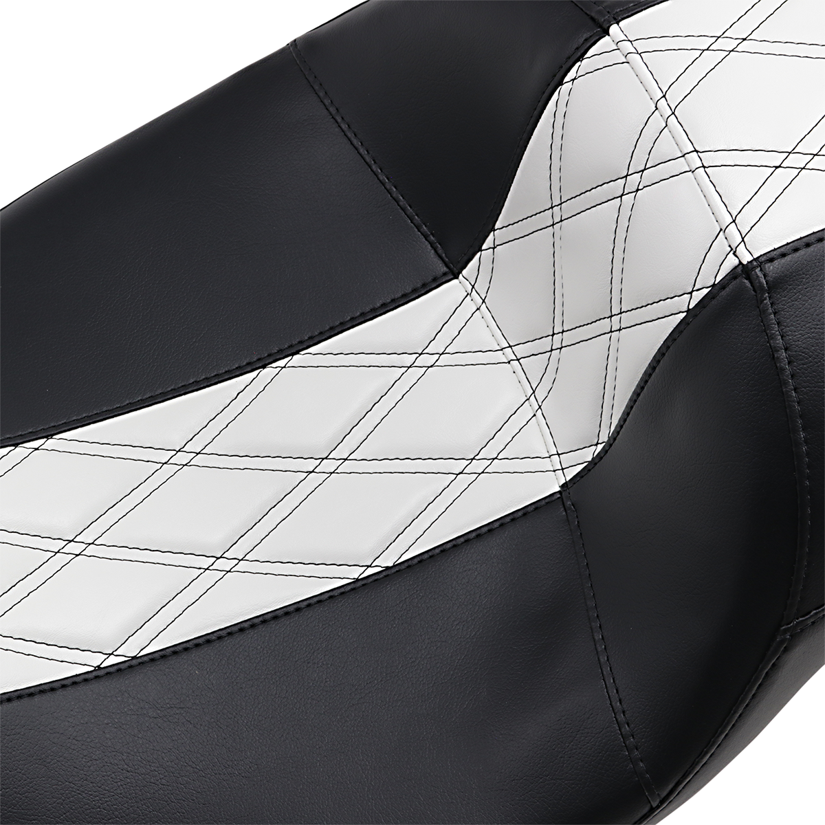 LE PERA Maverick Daddy Long Legs Seat - Black W/White HR Inlay Double Diamond - FLH LK-957DLHR1