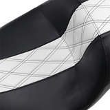 LE PERA Maverick Daddy Long Legs Seat - Black W/White HR Inlay Double Diamond - FLH LK-957DLHR1