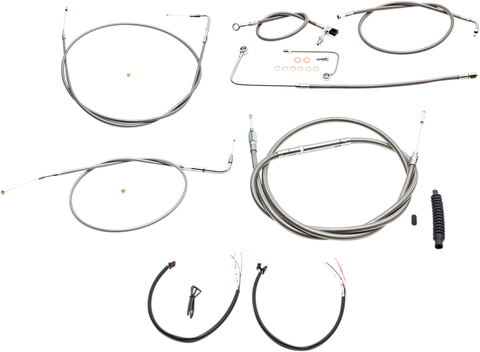 LA CHOPPERS Handlebar Cable/Brake Line Kit - Complete - 18" - 20" Ape Hanger Handlebars - Stainless LA-8151KT2A-19
