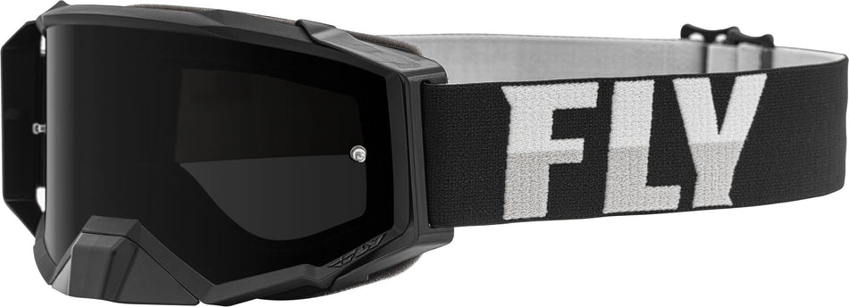 FLY RACING Zone Pro Goggle Black/White W/Dark Smoke Lens W/Post FLA-061