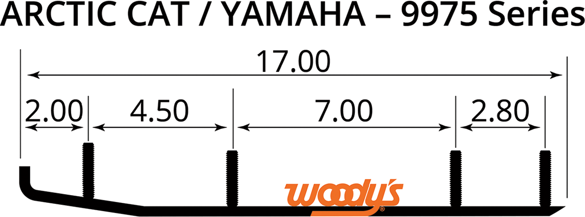 WOODY'S Top-Stock Hard Surface Bar - 4" - 60 HSA-9975