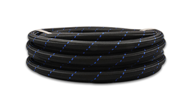 Vibrant -6 AN Two-Tone Black/Blue Nylon Braided Flex Hose (5 foot roll) 11986B