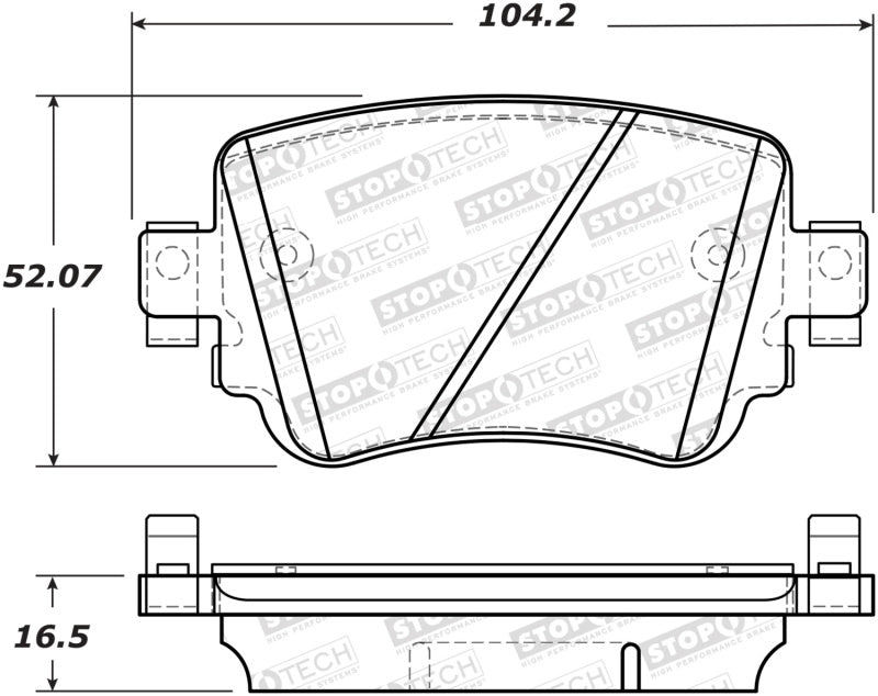 StopTech 14-19 Volkswagen GTI Rear Street Brake Pads w/Shims 308.1779