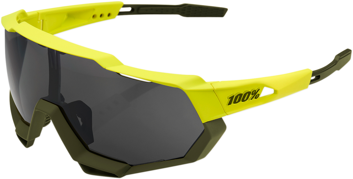 100% Speedtrap Sunglasses - Yellow - Black Mirror Lens 61023-004-61