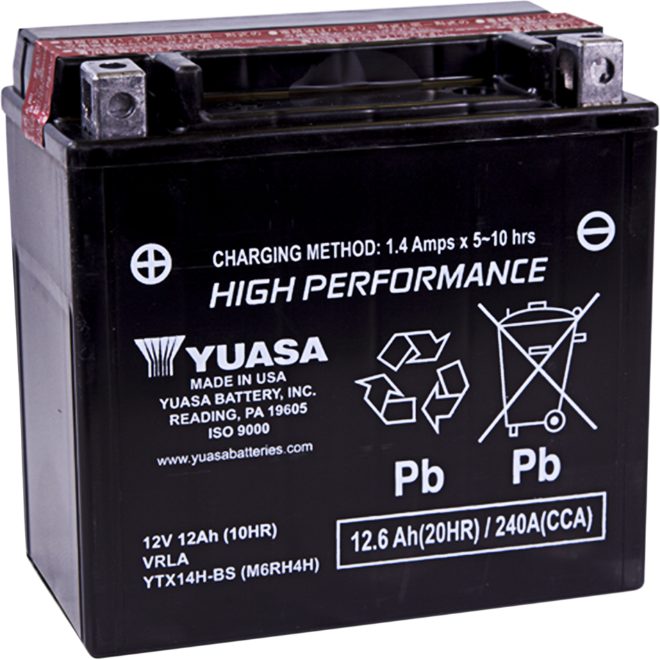 YUASA AGM Battery - YTX14H-BS .69L YUAM6RH4H