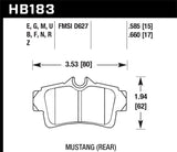 Hawk 2001-2001 Ford Mustang Bullitt 4.6 HPS 5.0 Rear Brake Pads KHB183B.585