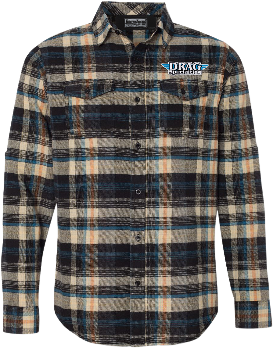 THROTTLE THREADS Drag Specialties Plaid Flannel Shirt - Khaki - Large DRG25S82KHLR