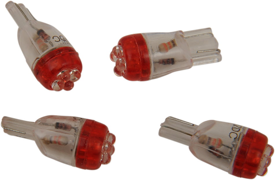 DRAG SPECIALTIES Mini Wedge LED Bulbs - Red T10-4LEDR-HC