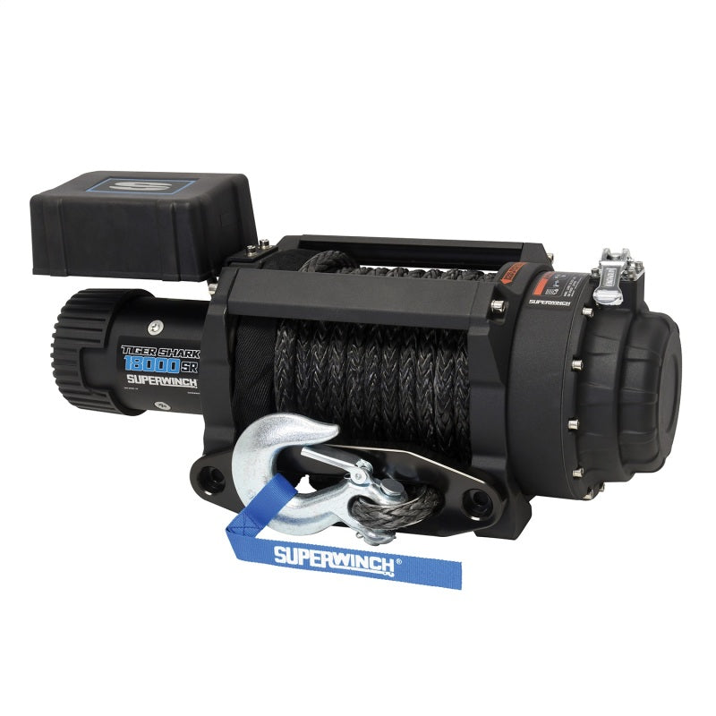 Superwinch 18000 LBS 12V DC 33/64in x 79 ft Synthetic Rope Tiger Shark 18000SR Winch 1518001