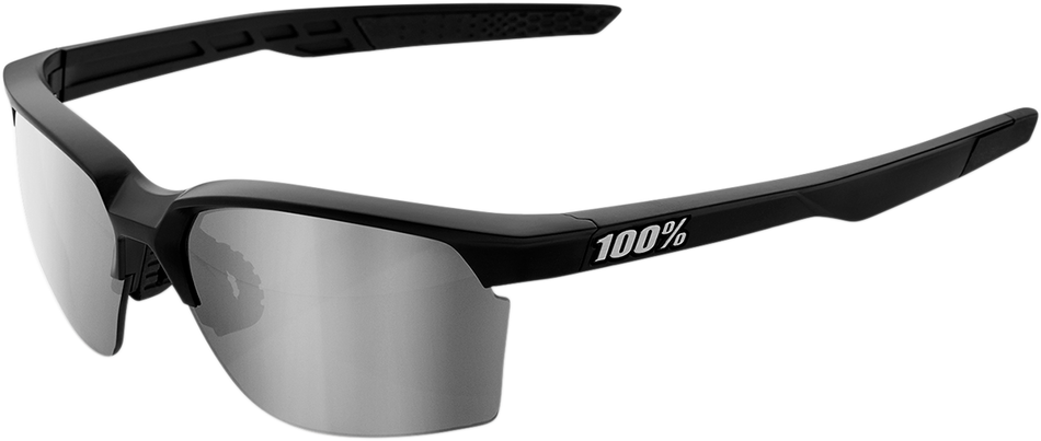 100% Sportcoupe Sunglasses - Black - Silver Mirror 61020-019-76