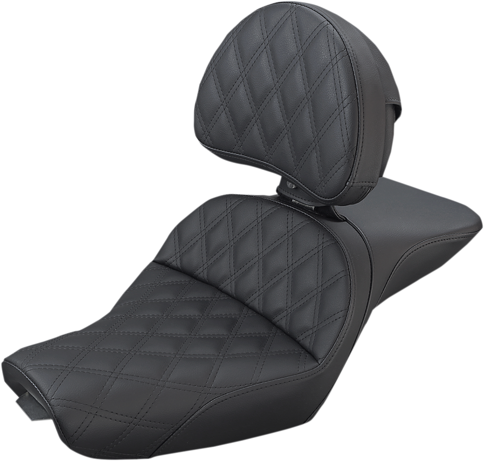 SADDLEMEN Explorer Seat - With Backrest - Lattice Stitched - Black - XL '04-'20 807-03-030LS