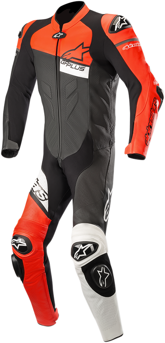 ALPINESTARS GP Plus Venom 1-Piece Leather Suit - Black/Red Fluorescent/White - US 44 / EU 54 3150818-1321-54