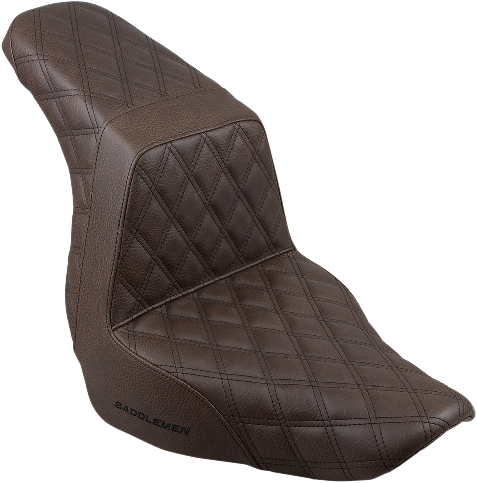 SADDLEMEN Step-Up Seat - Full Lattice Stitch - Brown 818-29-175BR