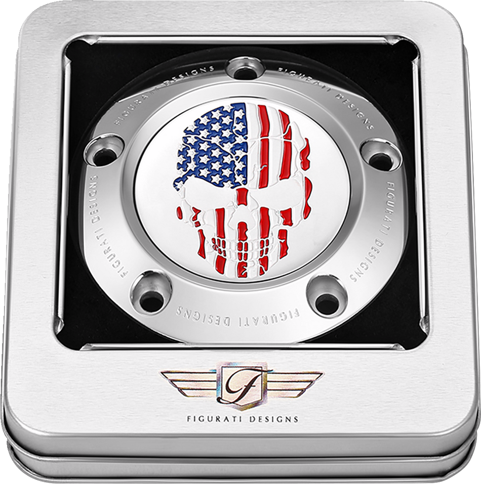 FIGURATI DESIGNS Timing Cover - 5 Hole - Skull - Stainless Steel FD24-TC-5H-SS