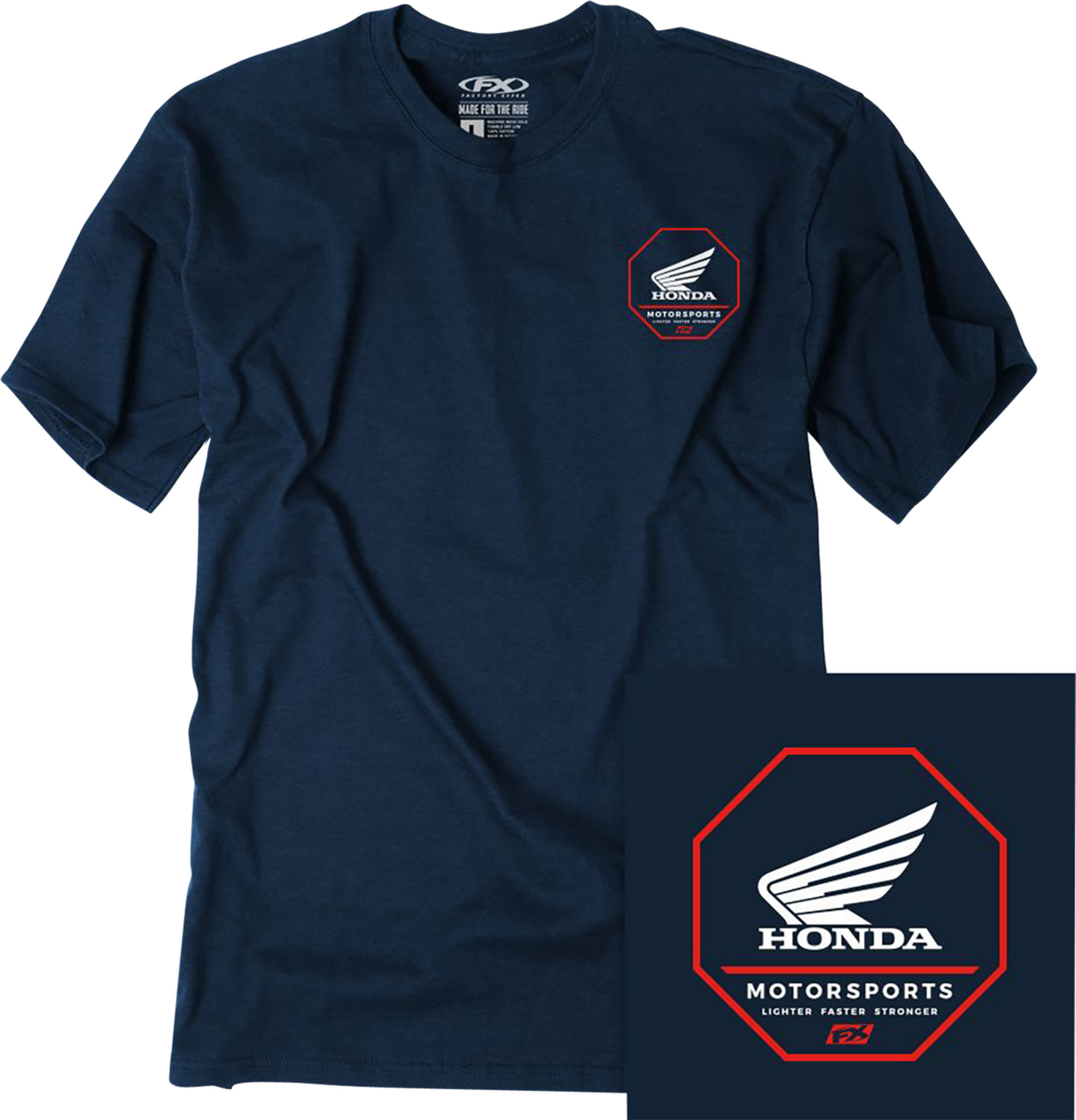 FACTORY EFFEX Honda Octagon T-Shirt - Heather Navy - Medium 27-87322