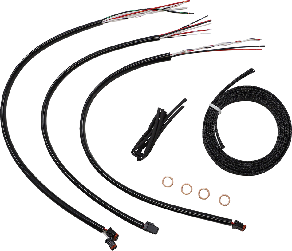 LA CHOPPERS Handlebar Cable/Brake Line Kit- Quick Connect - Complete - 15" - 17" Ape Hangers - Stainless LA-8156KT2-16