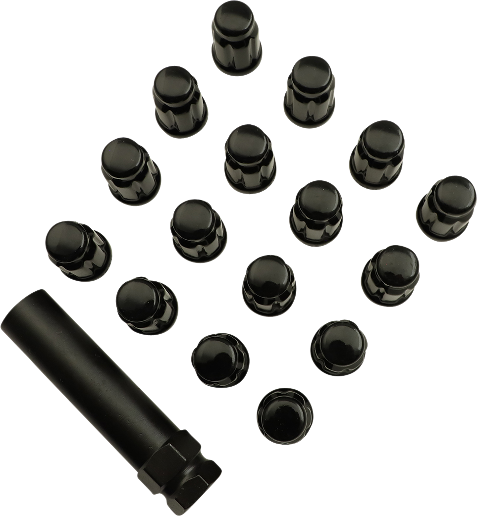 MOOSE UTILITY Lug Nut - Splined - 3/8" - Black - 16 Pack SPMO3803BL4