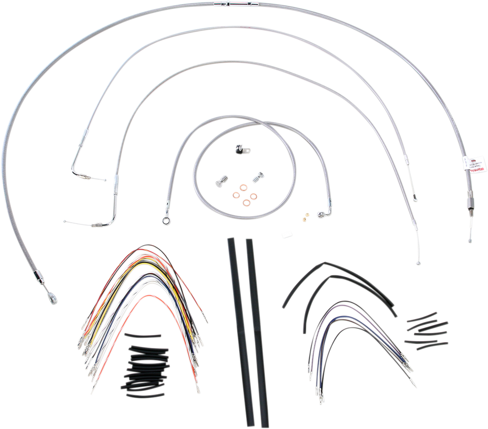BURLY BRAND Kit de cable de manillar/línea de freno - Completo - Manillar Ape Hanger de 18" - Acero inoxidable B30-1058 