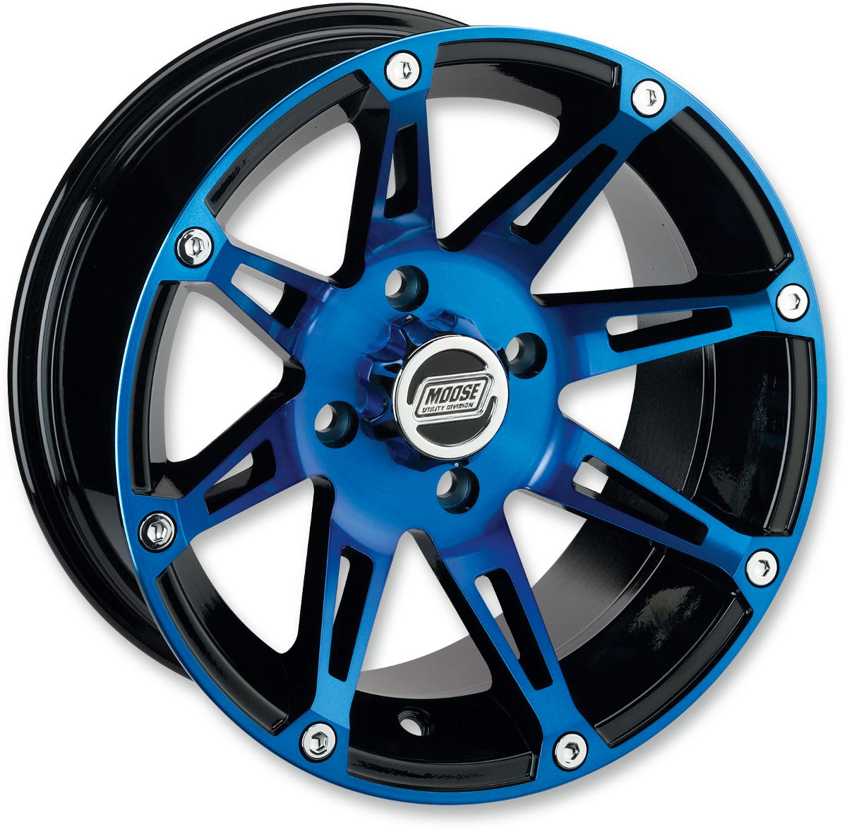 MOOSE UTILITY Rad - 387X - Hinten - Eloxiert Blau/Schwarz - 14x8 - 4/136 - 4+4 387MO148136BWB4 