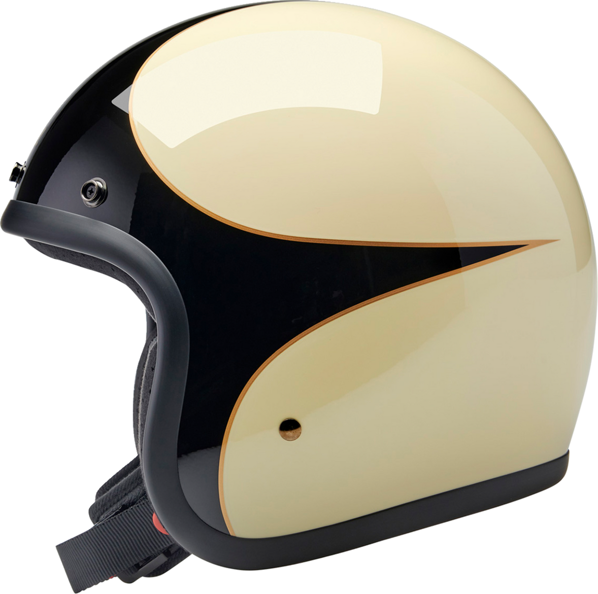 Casco BILTWELL Bonanza - Blanco vintage brillante/Negro festoneado - XS 1001-559-201 