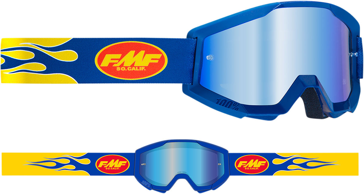 FMF PowerCore Goggles - Flame - Navy - Blue Mirror F-50051-00007 2601-3008