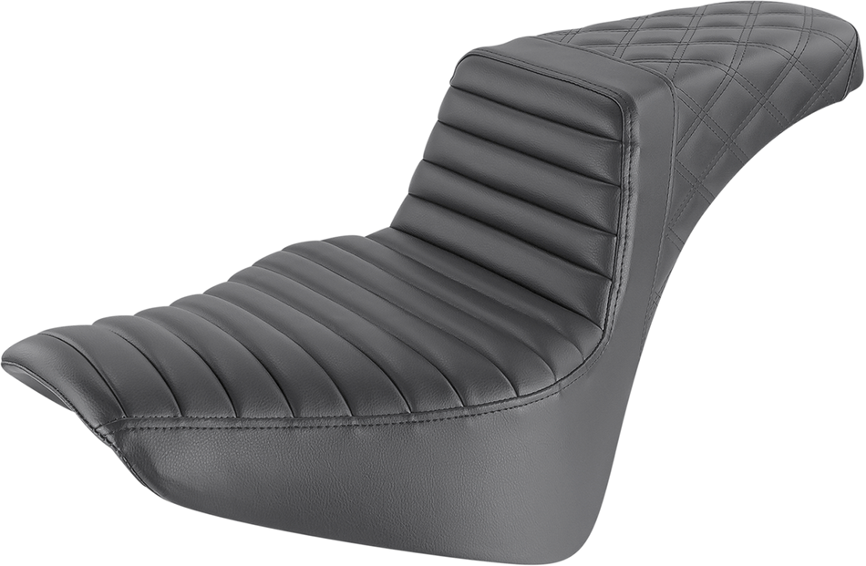 SADDLEMEN Step-Up Seat - Front Tuck-n-Roll/Rear Lattice Stitch - Black 818-33-176