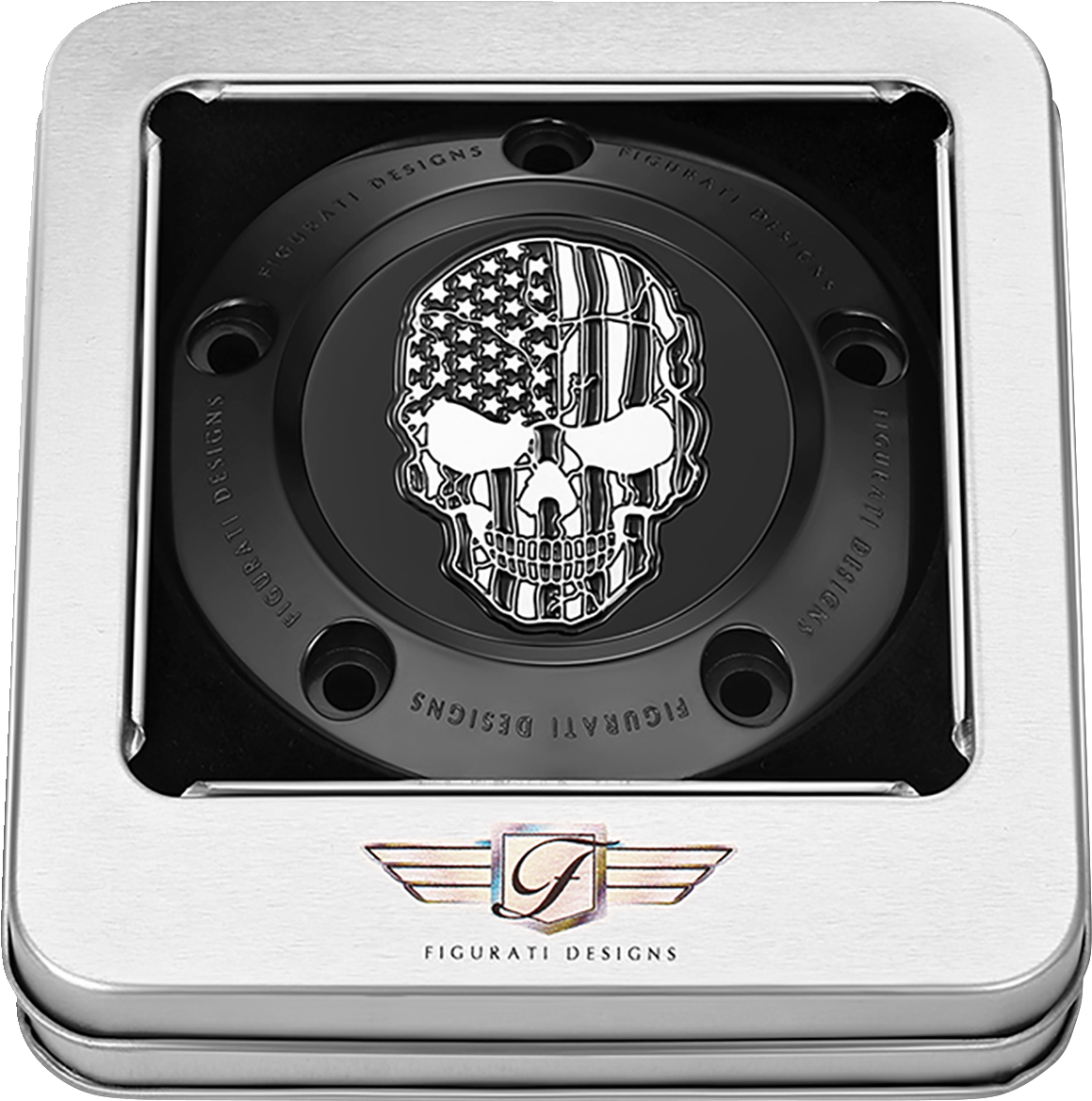 FIGURATI DESIGNS Timing Cover - 5 Hole - Skull - Contrast Cut - Black FD28-TC-5H-BLK