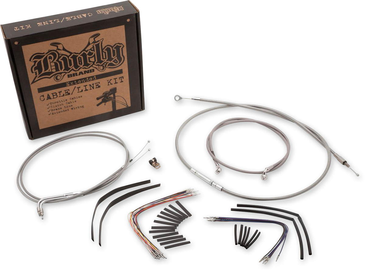 BURLY BRAND Kit de cable de manillar/línea de freno - Completo - Manillar Ape Hanger de 14" - Acero inoxidable B30-1049 