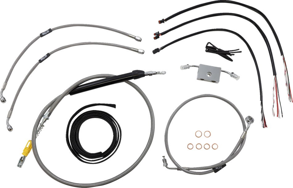 LA CHOPPERS Handlebar Cable/Brake Line Kit- Quick Connect - Complete - 15" - 17" Ape Hangers - Stainless LA-8157KT2-16