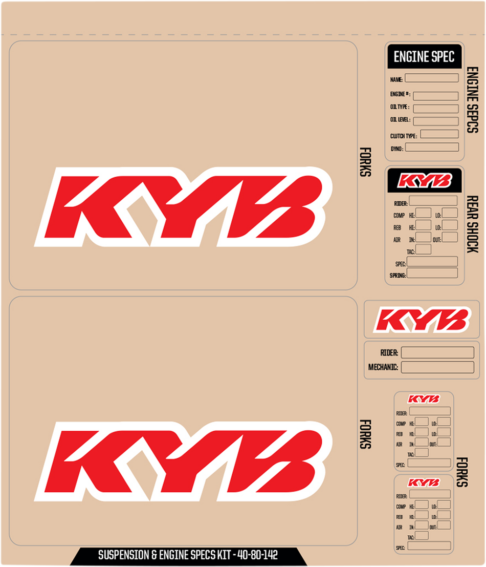Kit de calcomanías KYB de D'COR VISUALS - Rojo 40-80-142
