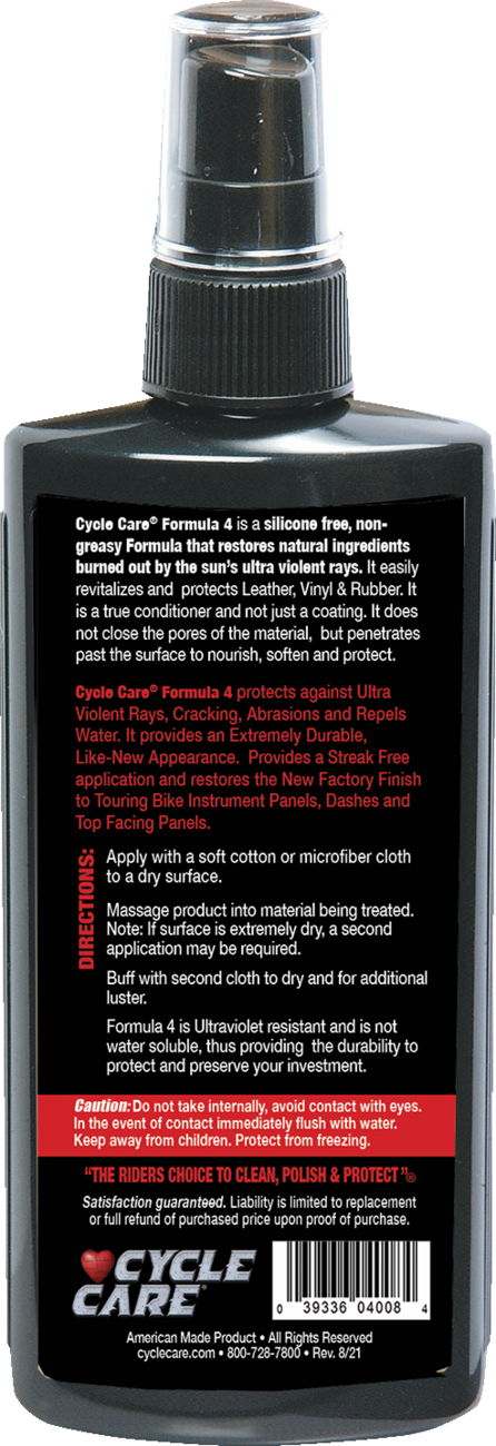 CYCLE CARE FORMULAS Formula 4 Leather Vinyl - 8 U.S. fl oz. 4008