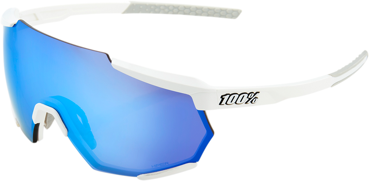 100% Racetrap Sunglasses - Matte White - Blue Mirror Lens 61037-000-75