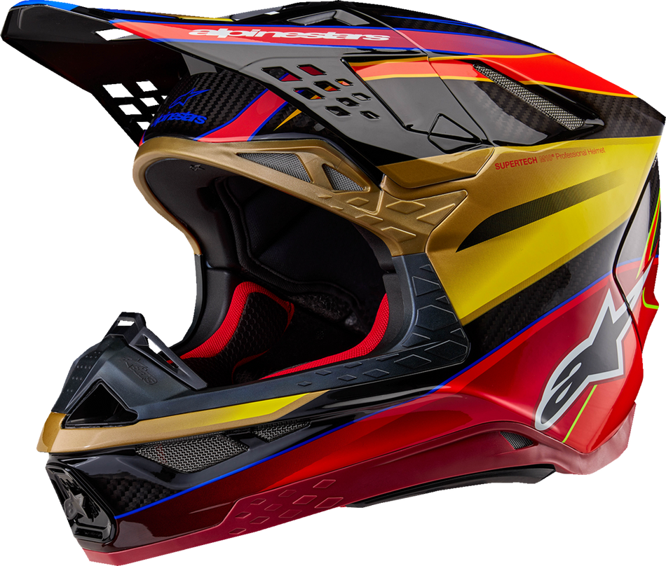 ALPINESTARS Supertech M10 Helmet - Era - MIPS® - Gloss Gold/Yellow/Rio Red - Large 8301223-5938-L