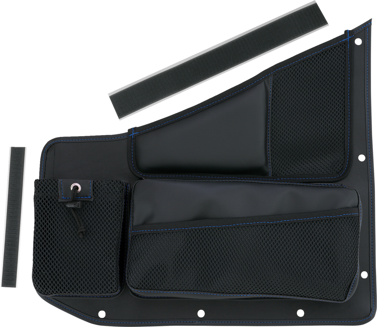 SHOW CHROME Kaliber Organizer - Passenger - Black with Blue Stitching H44-7PBLU