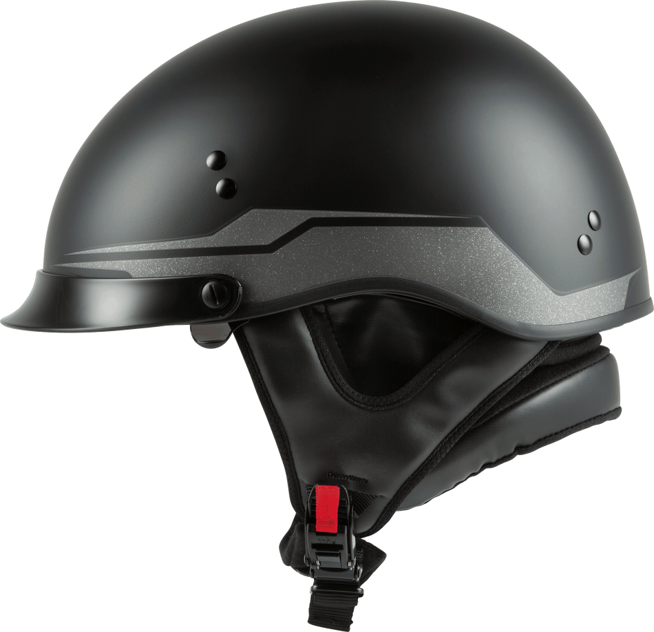 GMAX Hh-65 Half Helmet Source Full Dressed Matte Black/Silver Md H9652815