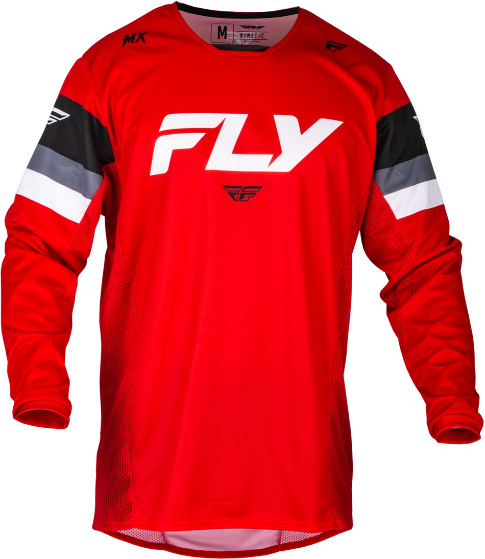 FLY RACING Youth Kinetic Prix Jersey Red/Grey/White Ym 377-422YM