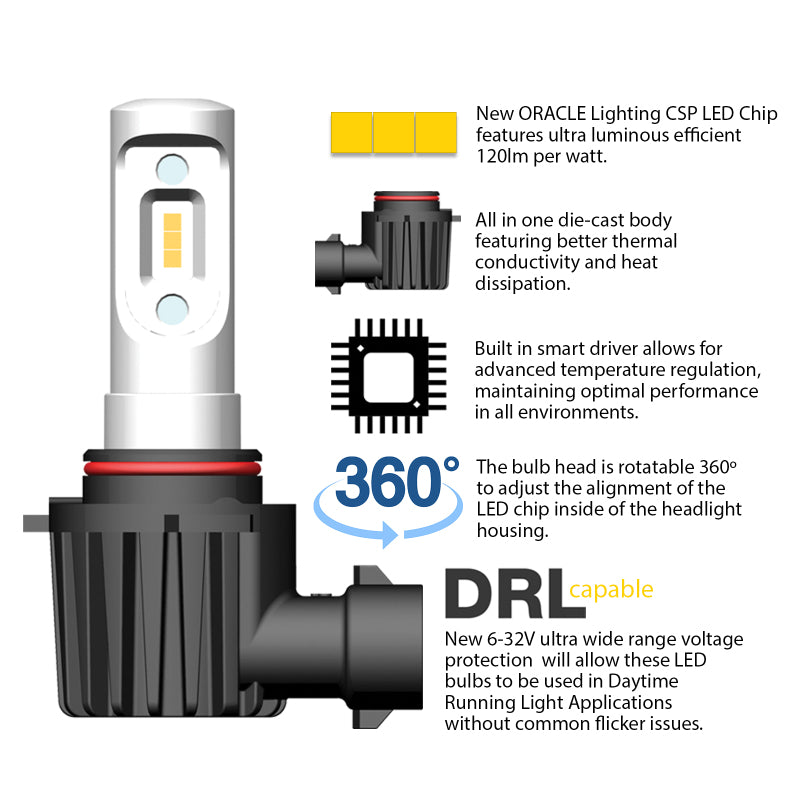 Oracle 9012 - VSeries LED Headlight Bulb Conversion Kit - 6000K V5242-001