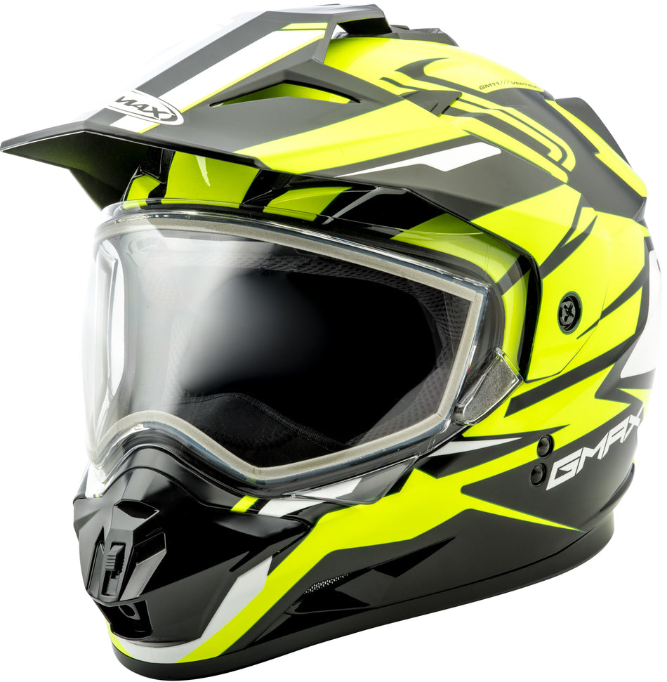 GMAX Gm-11 Dual-Sport Vertical Snow Helmet Black/Hi-Vis Xl G2111687 TC-24
