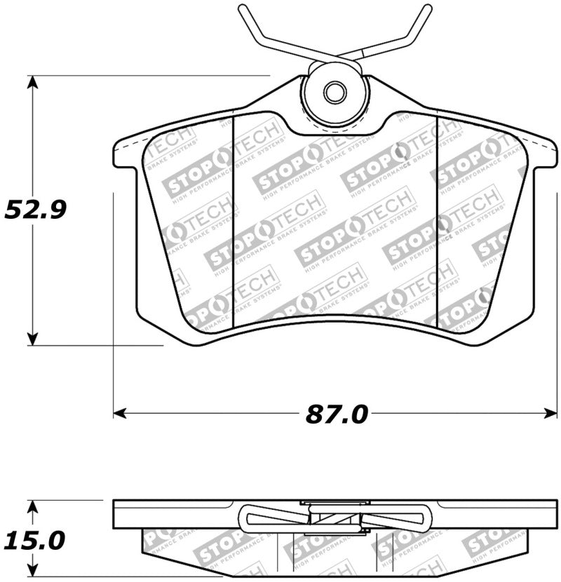 StopTech 02-08 Audi A4 Quattro / 2/99-02 Audi S4 Street Touring Rear Brake Pads 308.034