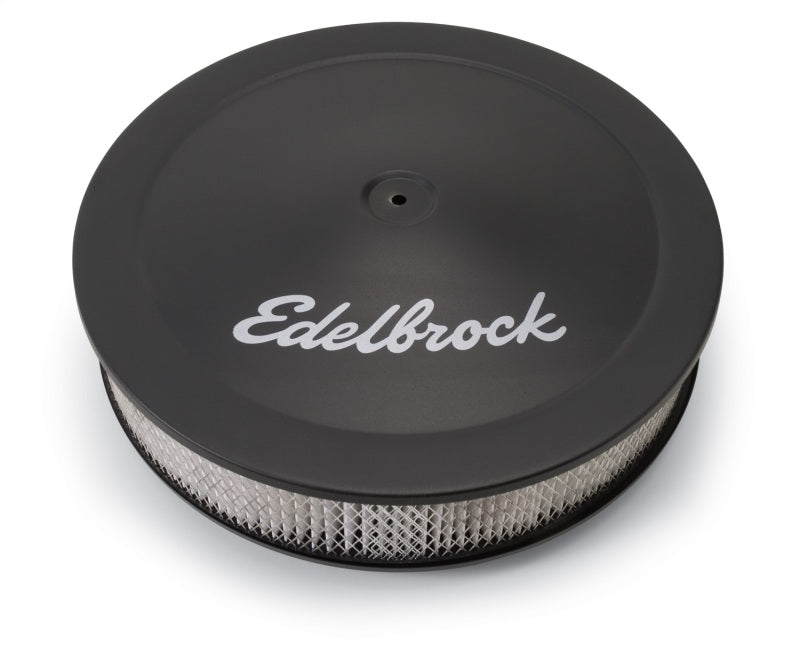 Edelbrock Filtro de aire Serie Pro-Flo Elemento de papel superior redondo de acero 14 pulgadas de diámetro x 3 Base caída de 75 pulgadas